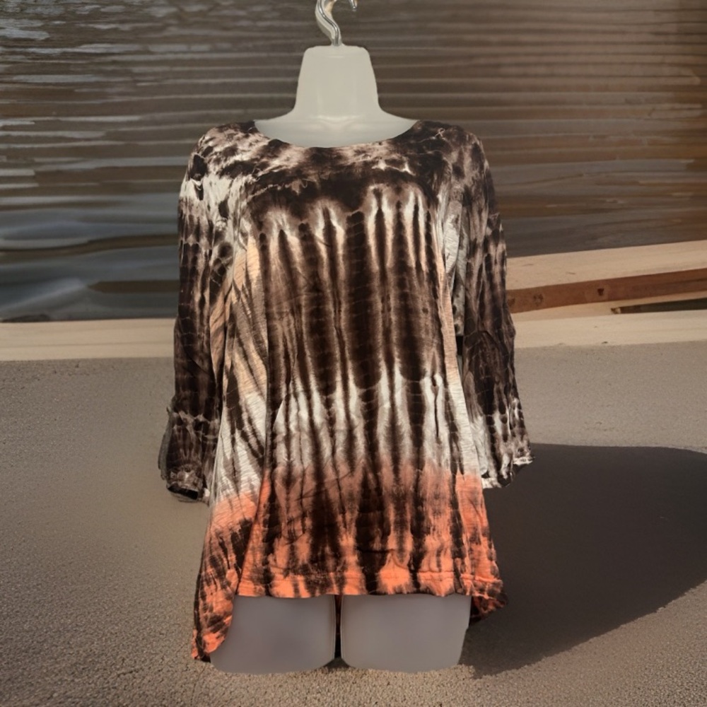 XCVI Tie-Dye Blouse - Brown and Orange